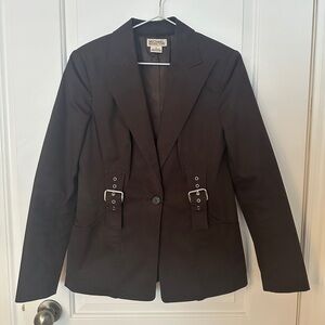 Michael Kors Women's Dark Brown Blazer with Buckle Detail